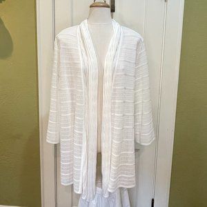 White Misook Knit Open Cardigan